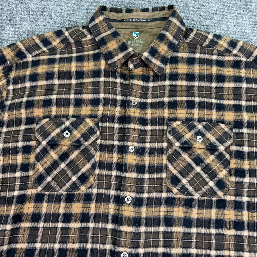 Kuhl Flannel Shirt Mens XL Brown Plaid Dillingr Cotton Tencel Soft Button Up - Picture 6 of 12